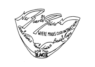 NET SURF'N STATION-WHERE MINDS CLICK ONTOGETHER CREAT'N WAVES, TURN'N TIDES, BRIDG'N GAPS FOR THE RACE logo