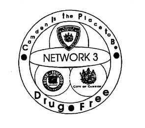 NETWORK 3 CAMDEN IS THE PLACE TO BE DRUG FREE CITY OF CAMDEN BOARD EDUCATION logo