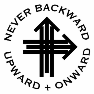 NEVER BACKWARD ONWARD + UPWARD logo