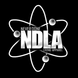 NEVER DONE NDLA LIVING APPAREL logo
