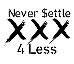 NEVER $ETTLE XXX 4 LESS logo