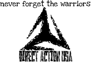 NEVER FORGET THE WARRIORS DIRECT ACTION USA logo