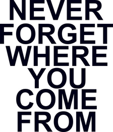 NEVER FORGET WHERE YOU COME FROM logo