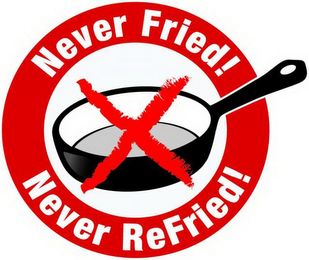 NEVER FRIED! NEVER REFRIED! X logo