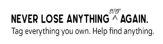 NEVER LOSE ANYTHING EVER AGAIN. TAG EVERYTHING YOU OWN. HELP FIND ANYTHING. logo