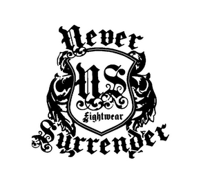 NEVER SURRENDER FIGHTWEAR NS logo
