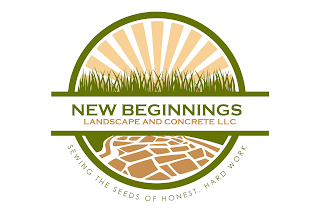 NEW BEGINNINGS LANDSCAPE AND CONCRETE LLC SEWING THE SEEDS OF HONEST, HARD WORK logo