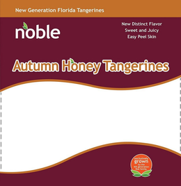 NEW GENERATION FLORIDA TANGERINES NOBLE NEW DISTINCT FLAVOR SWEET AND JUICY EASY PEEL SKIN AUTUMN HONEY TANGERINES EXCLUSIVELY GROWN BY THE 4TH GENERATION ROE FAMILY logo
