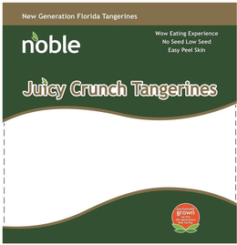 NEW GENERATION FLORIDA TANGERINES NOBLEWOW EATING EXPERIENCE NO SEED LOW SEED EASY PEEL SKIN JUICY CRUNCH TANGERINES EXCLUSIVELY GROWN BY THE 4TH GENERATION ROE FAMILY logo