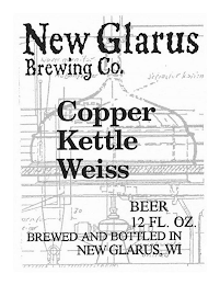 NEW GLARUS BREWING CO. COPPER KETTLE WEISS BEER 12 FL. OZ. BREWED AND BOTTLED IN NEW GLARUS, WI logo