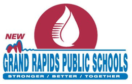 NEW GRAND RAPIDS PUBLIC SCHOOLS STRONGER/BETTER/TOGETHER logo