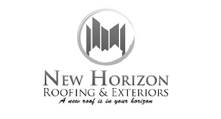NEW HORIZON ROOFING & EXTERIORS A NEW ROOF IS IN YOUR HORIZON logo