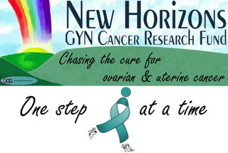NEW HORIZONS GYN CANCER RESEARCH FUND CHASING THE CURE FOR OVARIAN & UTERINE CANCER ONE STEP AT A TIME GOG logo