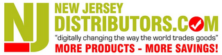 NEW JERSEY DISTRIBUTORS.COM NJ "DIGITALLY CHANGING THE WAY THE WORLD TRADES GOODS" MORE PRODUCTS - MORE SAVINGS! logo