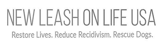 NEW LEASH ON LIFE USA RESTORE LIVES. REDUCE RECIDIVISM. RESCUE DOGS. logo