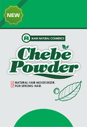 NEW M MAIN NATURAL COSMETICS CHEBE POWDER NATURAL HAIR MOISTURIZER. FOR STRONG HAIR. logo
