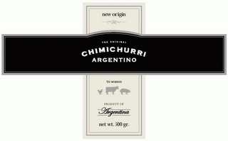 NEW ORIGIN THE ORIGINAL CHIMICHURRI ARGENTINO TO SEASON PRODUCT OF ARGENTINA logo