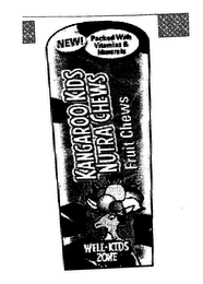 NEW! PACKED WITH VITAMINS AND MINERALS KANGAROO KIDS NUTRA CHEWS FRUIT CHEWS WELL- KIDS ZONE logo