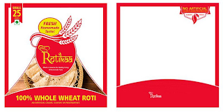 NEW ROTIKAA MADE IN AMERICA FOR HEALTHY LIVING & HOMEMADE TASTE BIG 25 PIECES FRESH HOMEMADE TASTE! 100% WHOLE WHEAT ROTI NO ARTIFICIAL COLORS, FLAVORS OR PRESERVATIVES NO ARTIFICIAL COLORS · FLAVORS · PRESERVATIVES ALWAYS FRESH NEW ROTIKAA logo