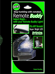NEW! STOP FUMBLING WITH REMOTES! REMOTE BUDDY SELECT RIGHT... WITH YOUR REMOTE BUDDY LIGHT! FITS ANY REMOTE! SUPER BRIGHT LED BATTERIES INCLUDED! logo