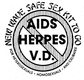 NEW WAVE SAFE SEX KIT TO GO AIDS HERPES V.D. FOR HETEROSEXUALS-HOMOSEXUALS-AND CELIBATES logo