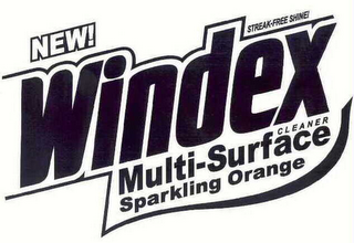 NEW! WINDEX MULTI-SURFACE SPARKLING ORANGE CLEANER STREAK-FREE SHINE logo