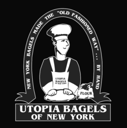 NEW YORK BAGELS MADE THE "OLD FASHIONED WAY"... BY HAND FLOUR UTOPIA BAGELS OF NEW YORK logo