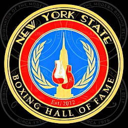 NEW YORK STATE BOXING HALL OF FAME EST. 2012 ORIGINATOR OF THE MODERN BELT CIRCA 1976 logo