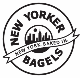 NEW YORKER BAGELS  NEW YORK. BAKED IN. logo