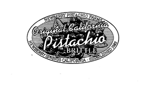 NEWBERRY PISTACHIO FARMS ORIGINAL CALIFORNIA PISTACHIO BRITTLE NEWBERRY SPRINGS CALIFORNIA - ESTABLISHED 1985 logo