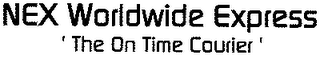 NEX WORLDWIDE EXPRESS 'THE ON TIME COURIER' logo