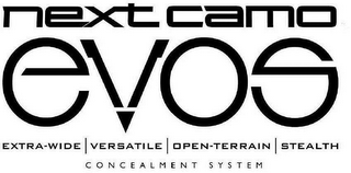 NEXT CAMO EVOS EXTRA-WIDE VERSATILE OPEN-TERRAIN STEALTH CONCEALMENT SYSTEM logo