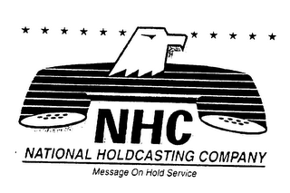NHC NATIONAL HOLDCASTING COMPANY MESSAGE ON HOLD SERVICE BEYOND THE CALL! logo