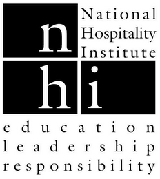 NHI NATIONAL HOSPITALITY INSTITUTE EDUCATION LEADERSHIP RESPONSIBILITY logo