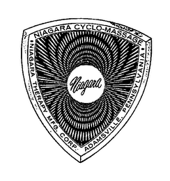 NIAGARA CYCLO-MASSAGE NIAGARA THERAPY MFG. CORP. ADAMSVILLE, PENNSYLVANIA logo