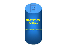NIA*THIN GELCAPS WITH EZ-SLIDE DISPENSER logo