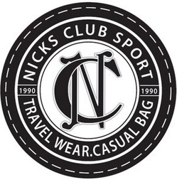 NICKS CLUB SPORT TRAVEL WEAR, CASUAL BAG 1990 logo