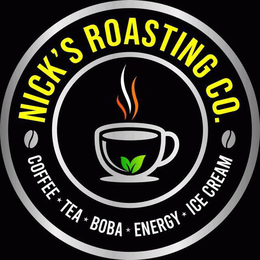 NICK'S ROASTING CO. COFFEE TEA BOBA ENERGY ICE CREAM logo
