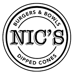 NIC'S BURGERS & BOWLS DIPPED CONES logo