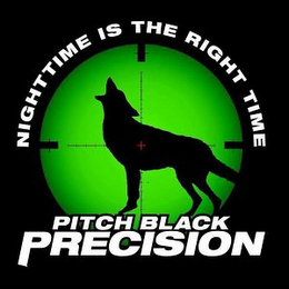 NIGHTTIME IS THE RIGHT TIME PITCH BLACK PRECISION logo