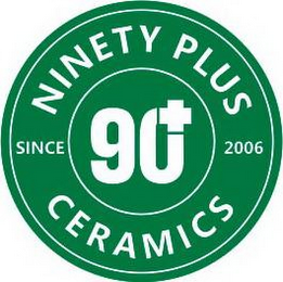 NINETY PLUS CERAMICS 90+ SINCE 2006 logo