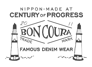 NIPPON-MADE AT CENTURY OF PROGRESS 2011 BONCOURA TRADE MARK FAMOUS DENIM WEAR logo