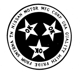 NISSAN MOTOR MFG CORP USA QUALITY WITH PRIDE FROM SMYRNA TN OK OK OK logo