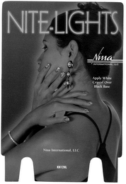 NITE-LIGHTS NINA INTERNATIONAL, LLC APPLY WHITE CRYSTAL OVER BLACK BASE NINA INTERNATIONAL, LLC KN12NL logo