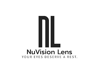 NL NUVISION LENS YOUR EYES DESERVE A REST. logo