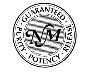 NM GUARANTEED - PURITY - POTENCY - RELEASE logo
