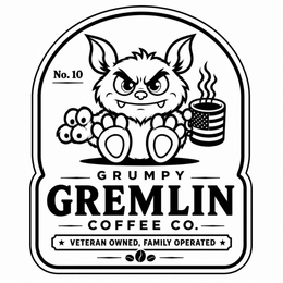 NO. 10 GRUMPY GREMLIN COFFEE CO. VETERAN OWNED, FAMILY OPERATED logo