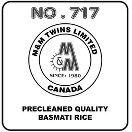 NO. 717 M & M TWINS LIMITED SINCE 1980 CANADA PRECLEANED QUALITY BASMATI RICE logo