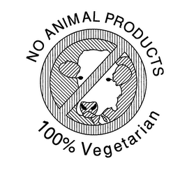 NO ANIMAL PRODUCTS 100% VEGETARIAN logo
