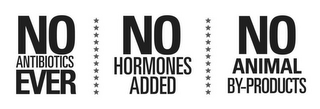 NO ANTIBIOTICS EVER NO HORMONES ADDED NO ANIMAL BY-PRODUCTS logo